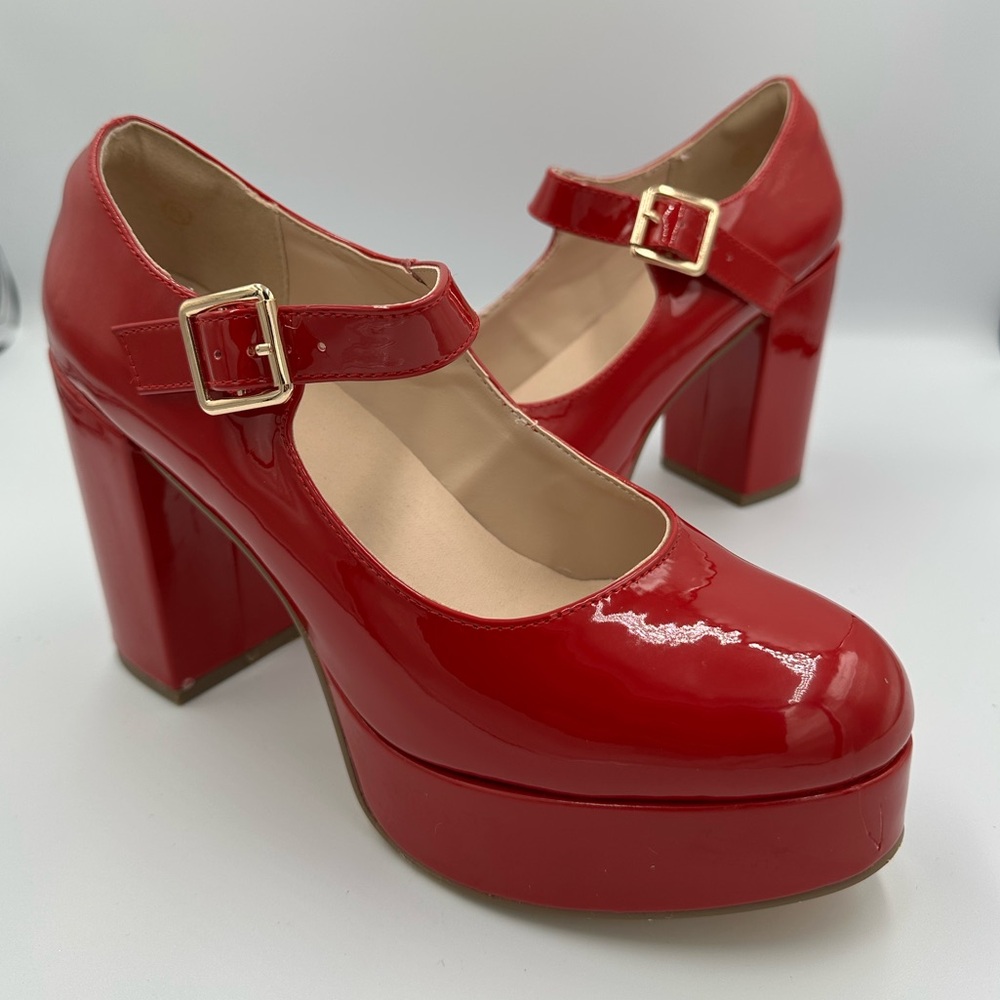 Fireside Red Patent Mary Jane Platform Heels – Size 8.5